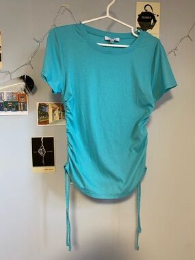 Women’s Turquoise Side-Ruched Short Sleeve Tee